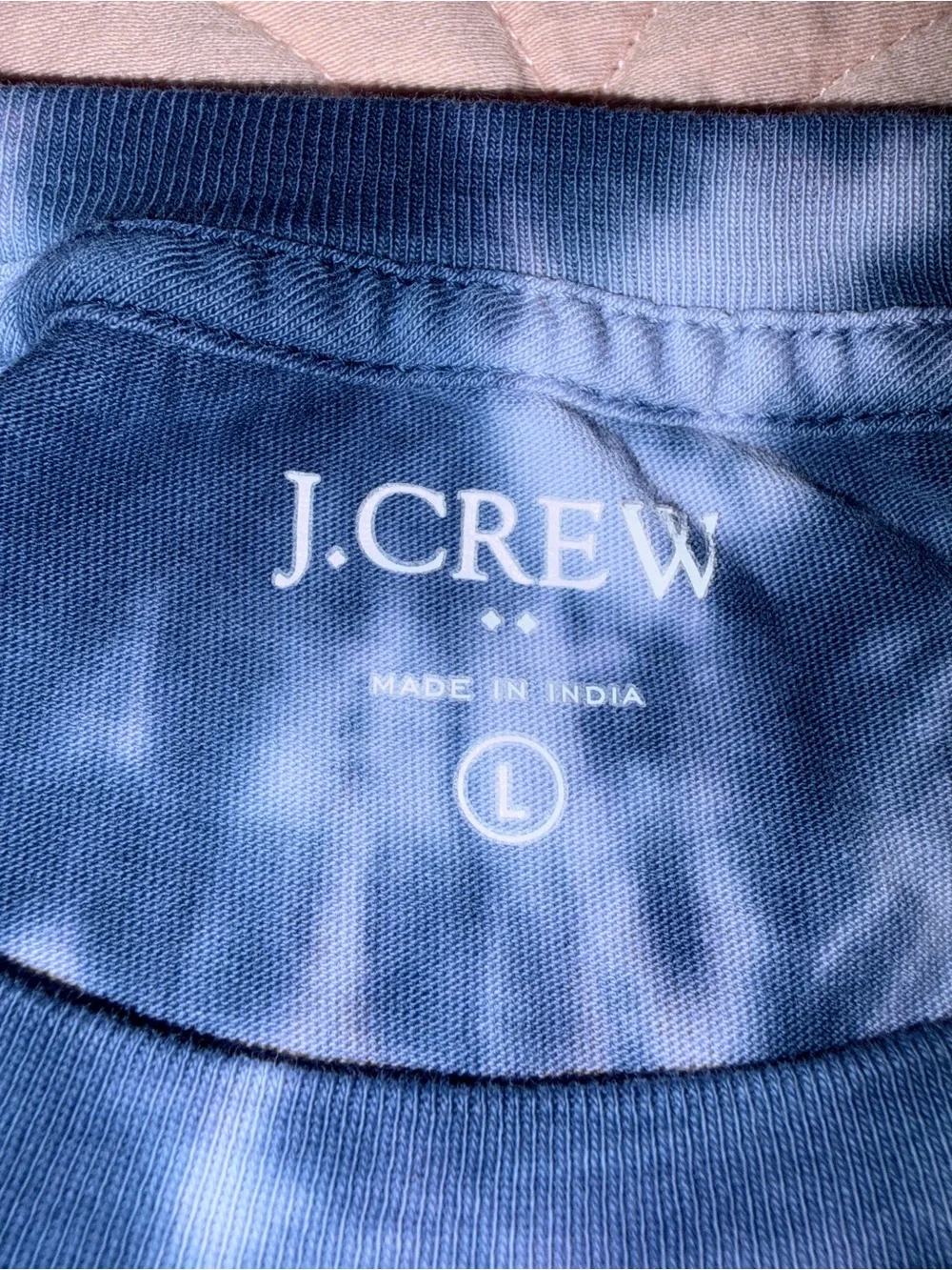 J.Crew L Tie Dye T-Shirt Blue White 100% Cotton Short Sleeve